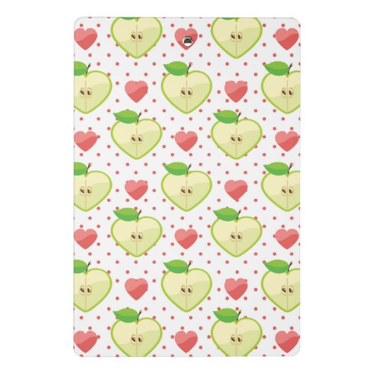 Heart appels met roze pokadots en harten mini klembord (Achterkant)