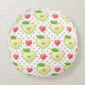 Heart appels met roze pokadots en harten rond kussen (Voorkant)