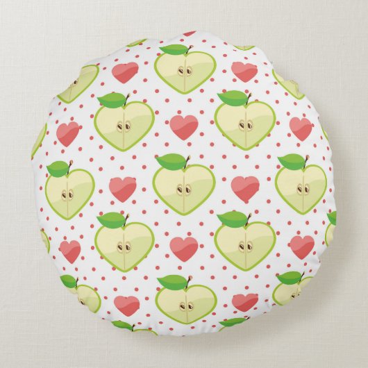 Heart appels met roze pokadots en harten rond kussen (Achterkant)