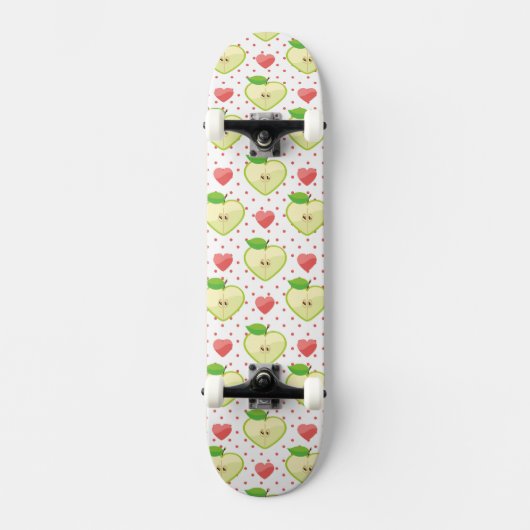 Heart appels met roze pokadots en harten skateboard (Voorkant)