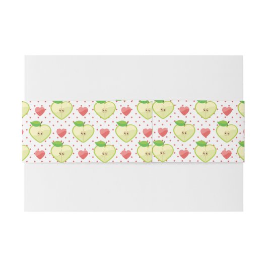 Heart appels met roze pokadots en harten uitnodigingen wikkel (Achterkant Voorbeeld)