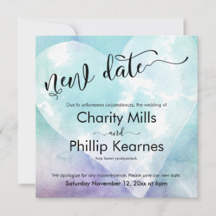 Heart Aqua Purple Mariage reporté Nouvelle carte D