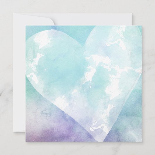 Heart Aqua Purple Postpond Mariage Faire-part (Dos)