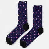 Heart Argyle Roze Pattern op Navy Blue Sokken (Links)