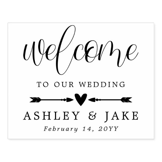 Heart & Arrows Cute Wedding Welcome Rubberstempel (Afrduk)