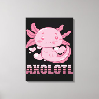 Heart Axolotl | Cute cartoon Axolotl Canvas Afdruk