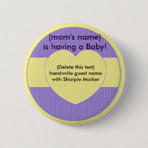 Heart Baby shower Naam spelden Ronde Button 5,7 Cm