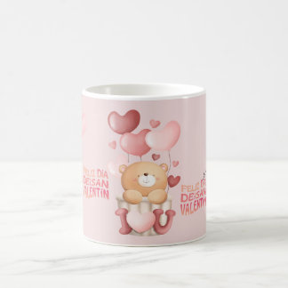 Heart balloons and bears, coffee mug Valentine's D Koffiemok