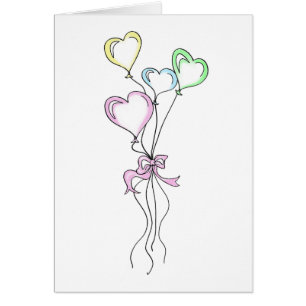 Heart Balloons Bouquet in Pastels Illustratie