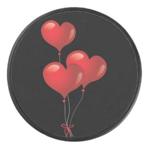 Heart Balloons Hockey Puck