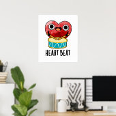 Heart Beat Funny Heart Drummer Pun Poster (Thuiskantoor)