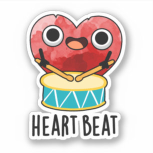 Heart Beat Funny Heart Drummer Pun Sticker