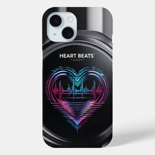 Heart Beats Phone Case – Modern Neon Heart Line De (Achterkant)