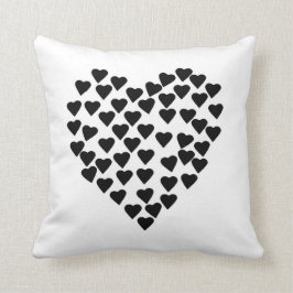 Heart Black op wit Kussen