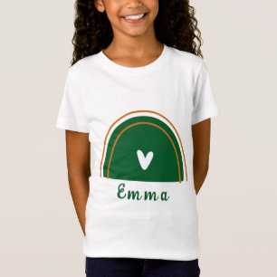 Heart Boho Green Rainbow met persoonlijke naam T-shirt