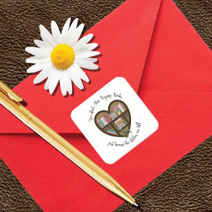 Heart Bookshelf: "Stop niet met boeken kopen. . ." Vierkante Sticker