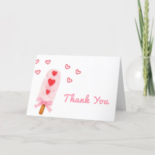 Heart Bow Ice Cream klaar voor Pop Baby shower Bedankkaart