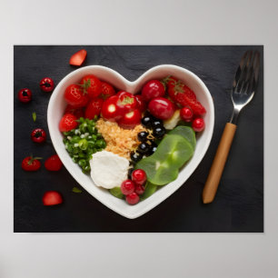 Heart Bowl Dieet Voedsel voor Gezondheid Poster