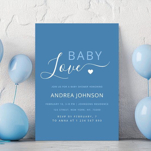 Heart Boy Valentine's Day Baby shower Invitation