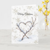Heart Branch Snow Snowflakes Christmas Kaart (Gele Bloem)