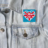 Heart British S-Shield Vierkante Button 5,1 Cm (In situ)