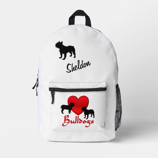 Heart Bulldogs gepersonaliseerd script Bedrukte Rugzak (Voorkant)