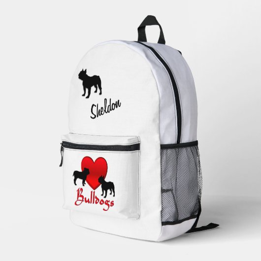 Heart Bulldogs gepersonaliseerd script Bedrukte Rugzak (Achterkant Hoek Rechts)