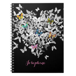 Heart Butterflies Girly Cute Personalized Notitieboek