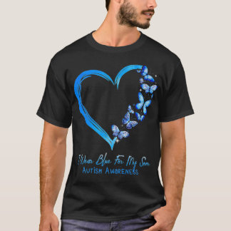 Heart Butterfly Autism I Draag Blue for My Son Aut T-shirt