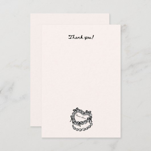  Heart Cake Aangepaste naam Dank u kaart (Voorkant / Achterkant)