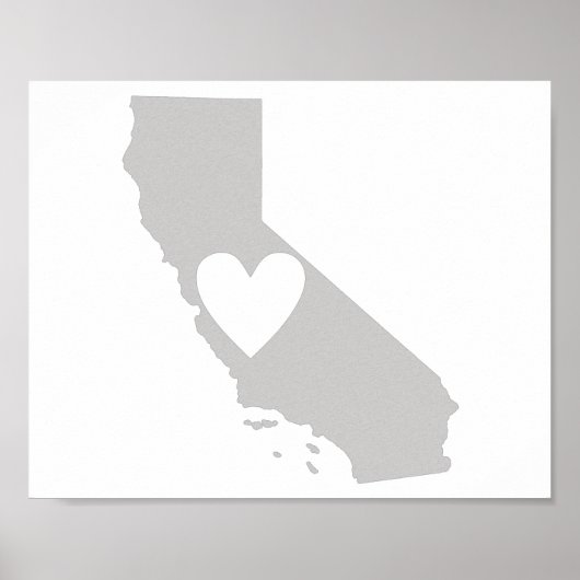 Heart California state silhouette Poster (Voorkant)