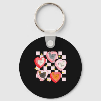 Heart Candy Silkie Chicken Valentine Farmer Animal Sleutelhanger
