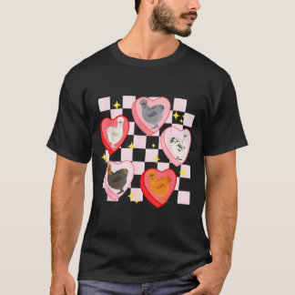 Heart Candy Silkie Chicken Valentine Farmer Animal T-shirt
