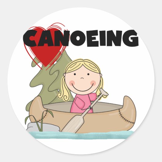 Heart Canoeing Tshirts en Gifts Ronde Sticker (Voorkant)