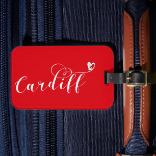 Heart Cardiff Flag, Caerdydd, Wales Bagagelabel