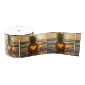 Heart Carved Into a Pineapple On a Beach Grosgrain Lint (Spoel)