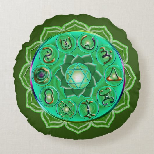 Heart Chakra Canvas tas Rond Kussen (Voorkant)