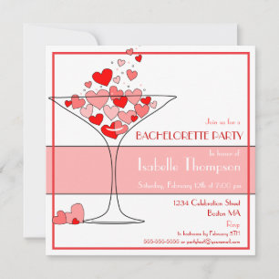 Heart Champagne Bachelorette Party Invitation
