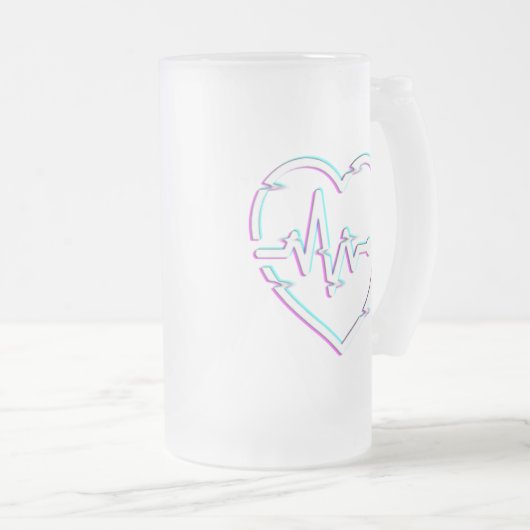 Heart Check Frosted Glass Mok (Voorkant rechts)