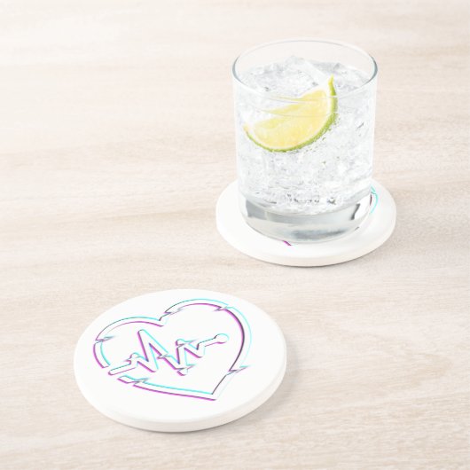 Heart Check Sandstone Onderzetter (Zijkant)