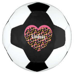 Heart Cheetah Animal Print Monogram naam Voetbal