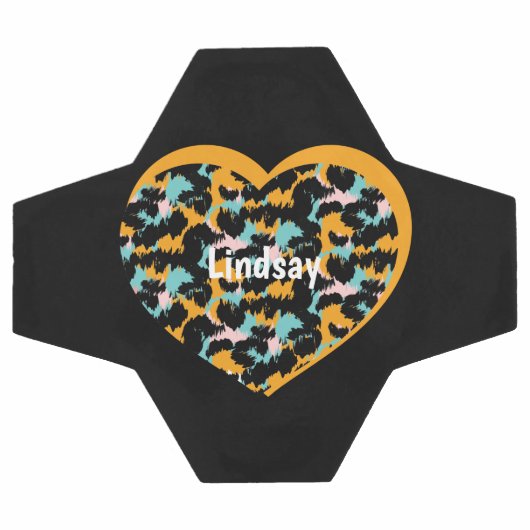 Heart Cheetah Poster de animal Nom du monogramme (Plat)