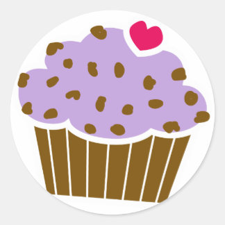 Heart Choco Chip Blueberry Cupcake Ronde Sticker