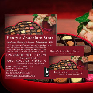 Heart Chocolate Box, suikerwerk Advert Flyer