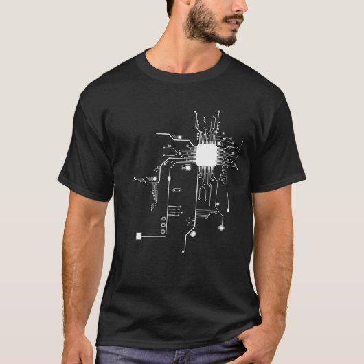 Heart Circuit Board Dark T-shirt (Voorkant)