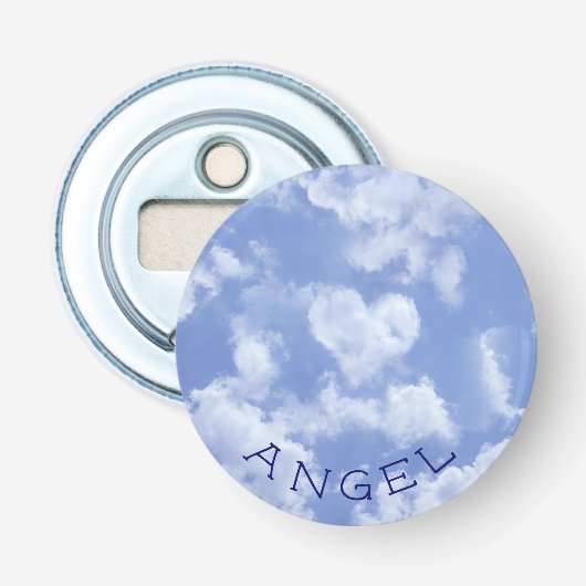 Heart Cloud Sky Cute Modern Blue Custom Wedding Button Flesopener (Voorkant)