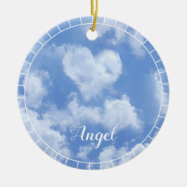 Heart Cloud Sky Cute Modern Blue Custom Wedding Keramisch Ornament
