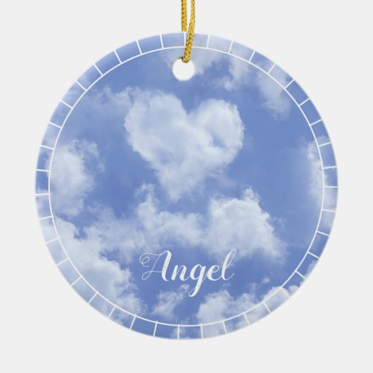 Heart Cloud Sky Cute Modern Blue Custom Wedding Keramisch Ornament (Voorkant)