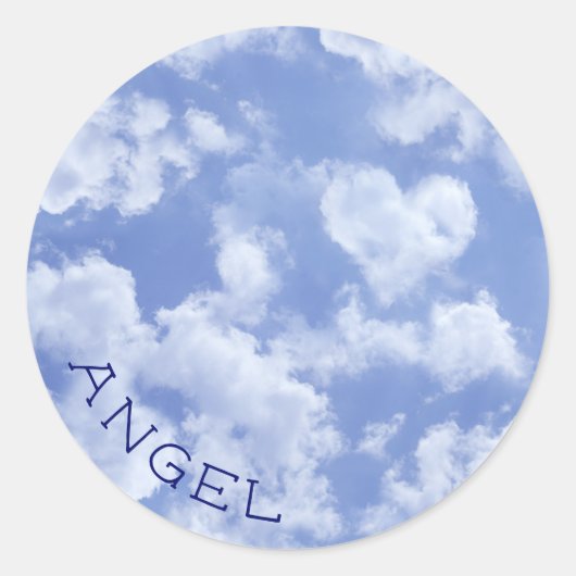 Heart Cloud Sky Cute Modern Blue Custom Wedding Ronde Sticker (Voorkant)