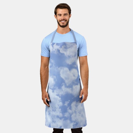 Heart Cloud Sky Foto Textuur Pastel Blue & White Schort (Gedragen)